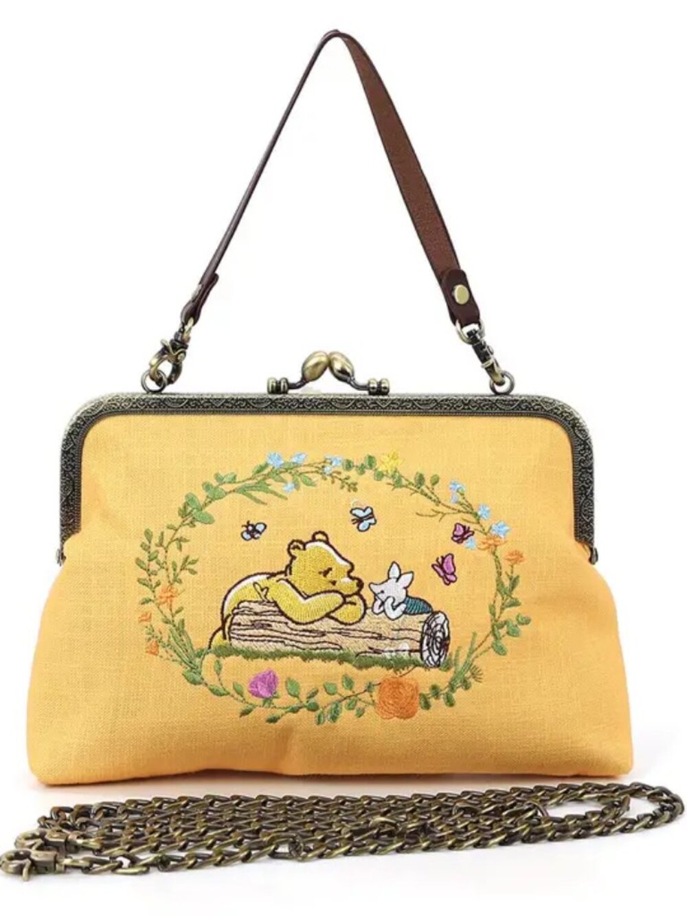 Pooh and Piglet Log Setting Kisslock Bag NEW!
